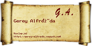 Gerey Alfréda névjegykártya